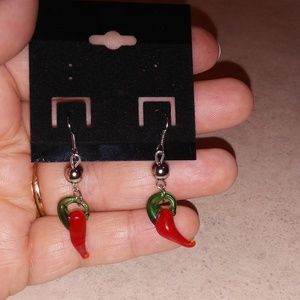 Handcrafted Glass Bead Chilli Pepper Earrings